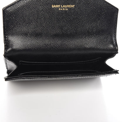 Saint Laurent Grain De Poudre Matelasse Chevron Small Monogram Envelope Wallet Black 5 of 8