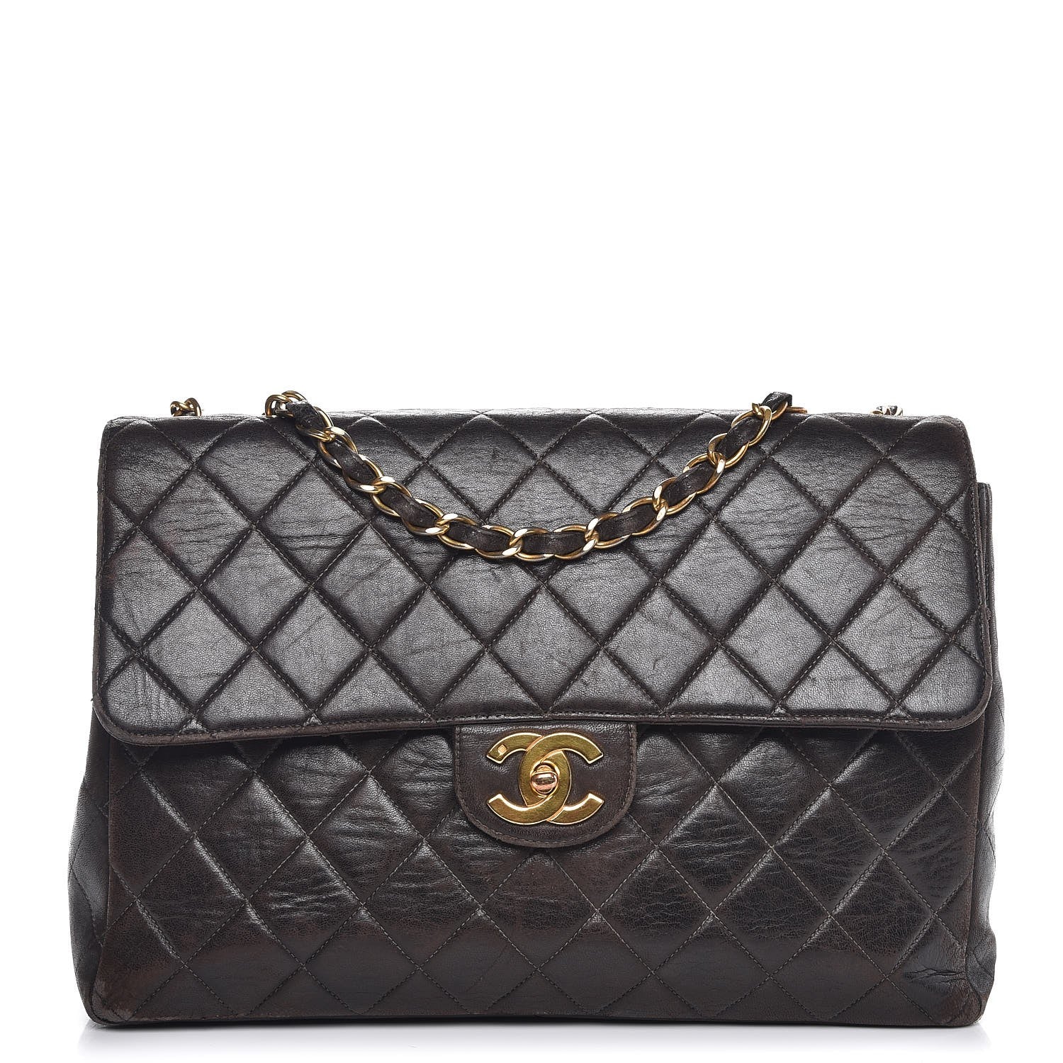 Chanel Lambskin Quilted Jumbo Single Flap Brown 1 of 19