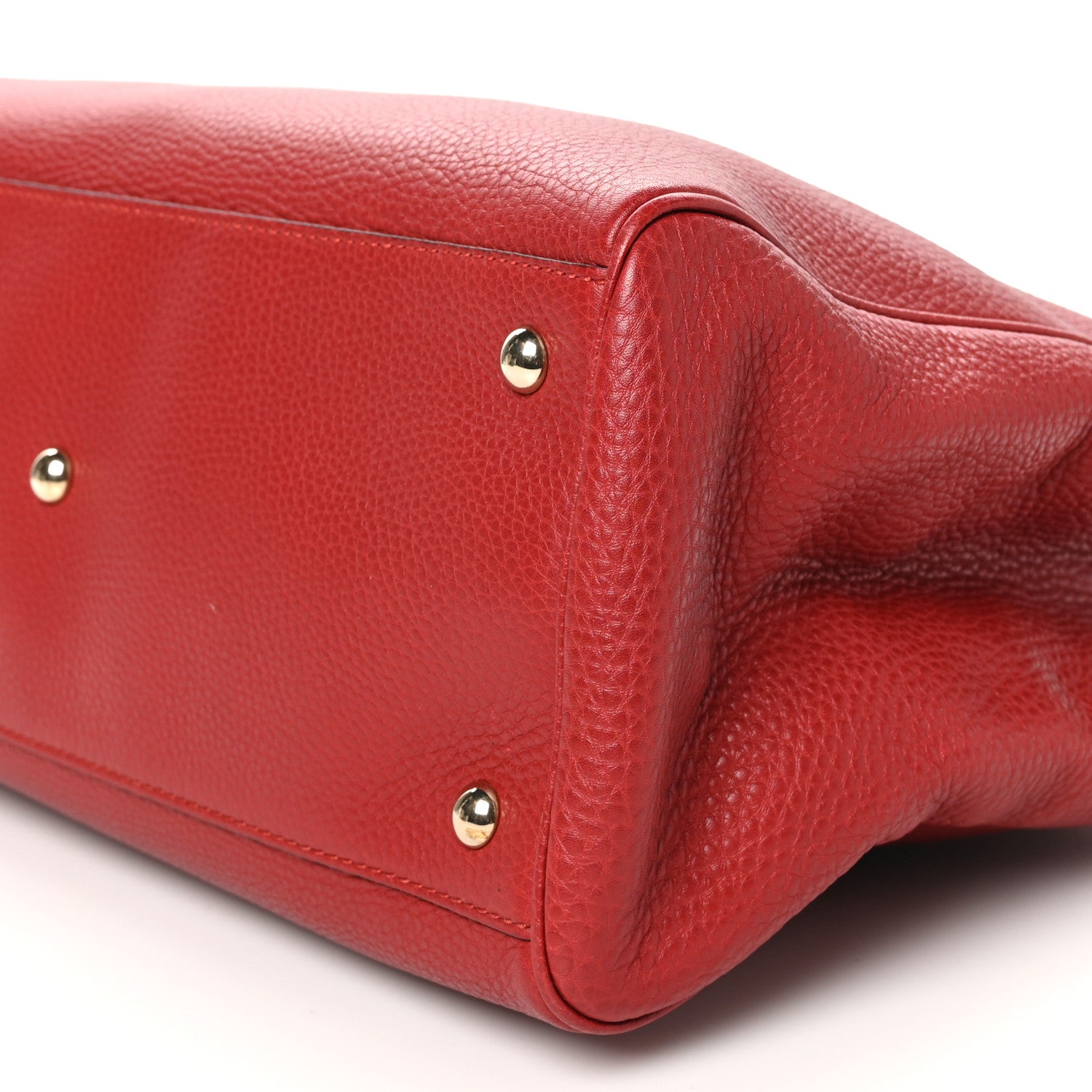 Gucci Pebbled Calfskin Medium Bamboo Shopper Tote Red 9 of 10
