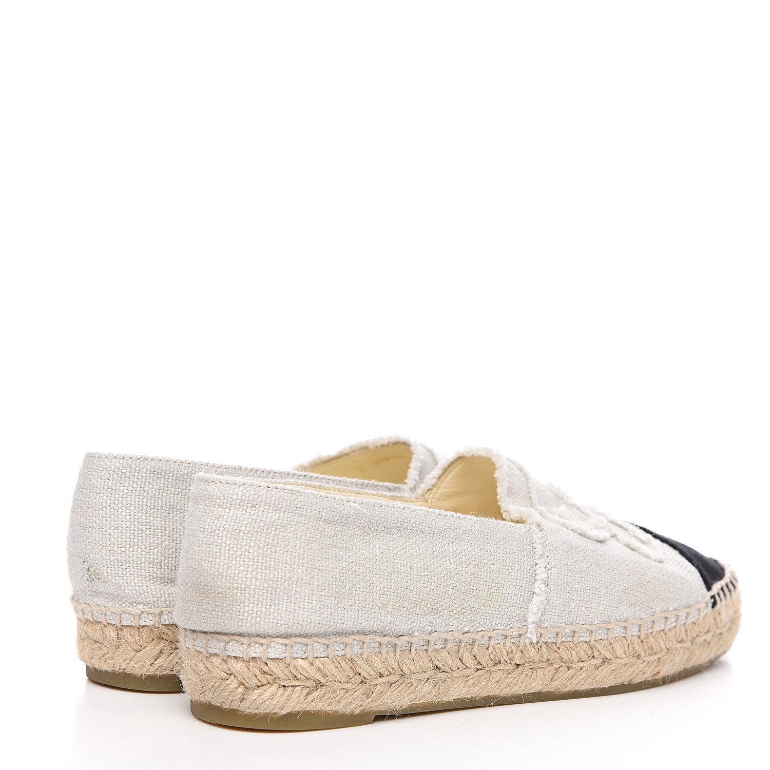 Chanel Linen CC Espadrilles 36 Beige Black 4 of 11
