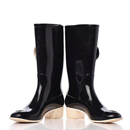 Chanel Rubber Camellia Rain Boots 40 Black 17 of 18