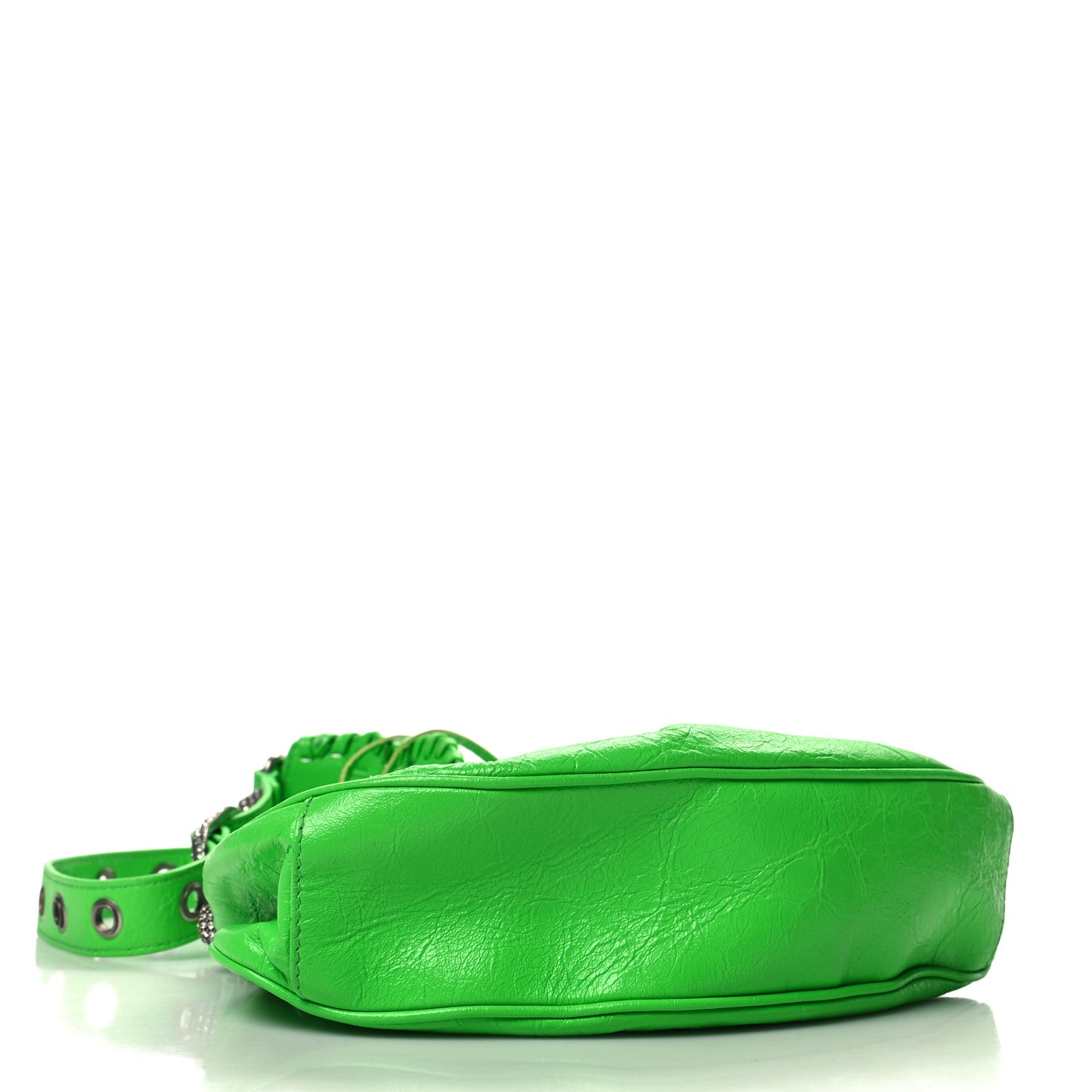 Agneau Arena Crystal Le Cagole Shoulder Bag XS Fluo Green