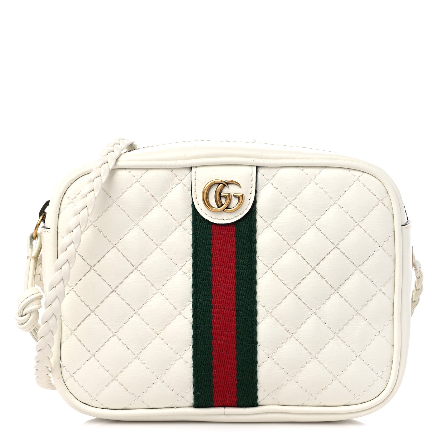 Calfskin Web Trapuntata Mini Shoulder Bag Off White