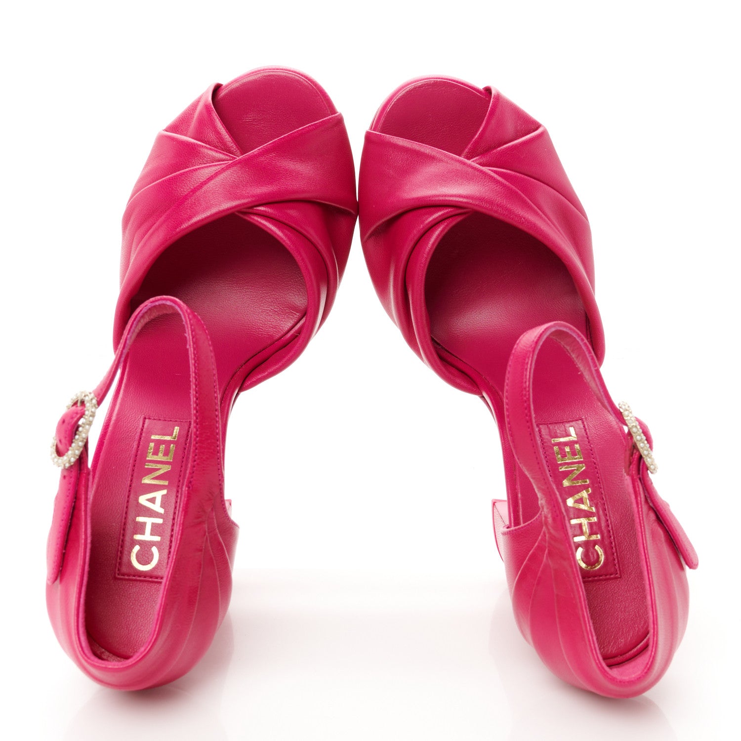 Chanel Lambskin Pearl CC Sandals 38.5 Pink 2 of 11