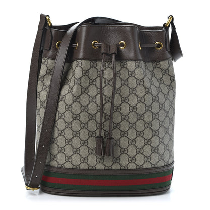 Gucci GG Supreme Monogram Web Ophidia Bucket Bag Brown 1 of 9