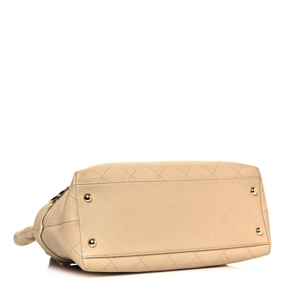 Chanel Crumpled Grained Calfskin Zip and Carry Shopping Tote Beige 4 of 12