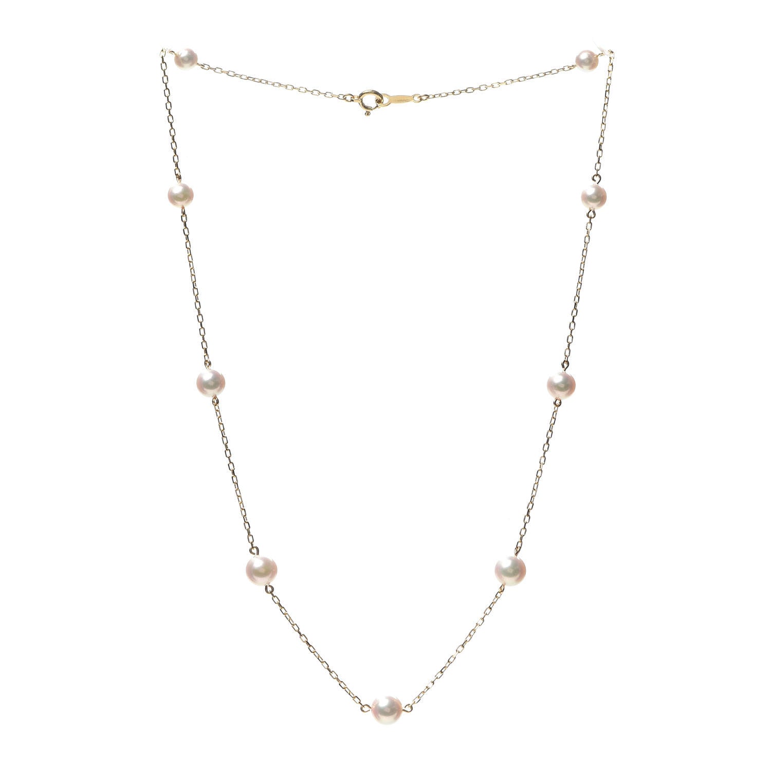 Mikimoto 18K Yellow Gold Akoya Pearl 4.5-6mm Station Necklace 3 of 4