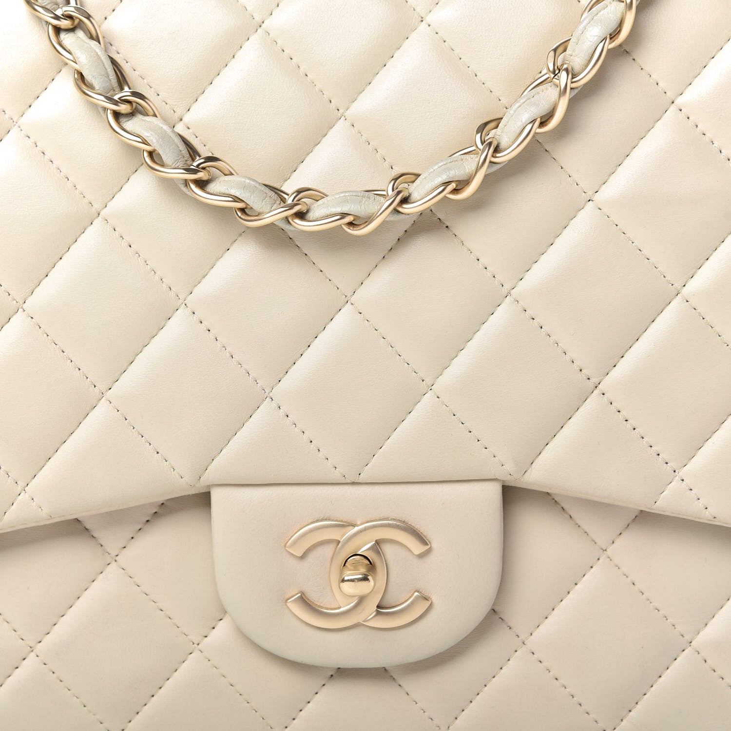 Chanel Lambskin Quilted Jumbo Single Flap Ivory 10 of 12