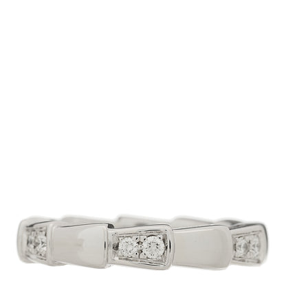 Bulgari 18K White Gold Diamond Serpenti Viper Band Ring 47 4 1 of 5