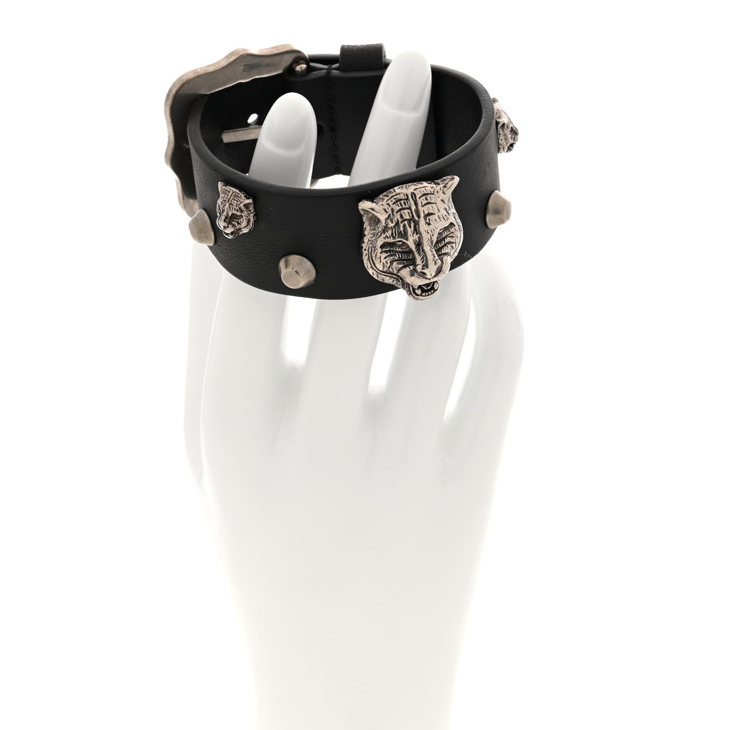 Calfskin Feline Heads Bracelet Black