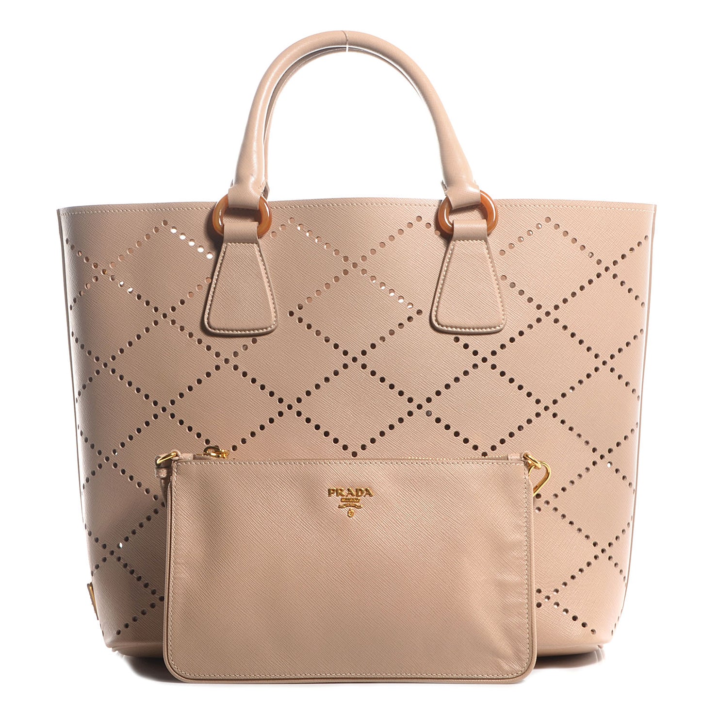 Saffiano Perforated Tote Sabbia
