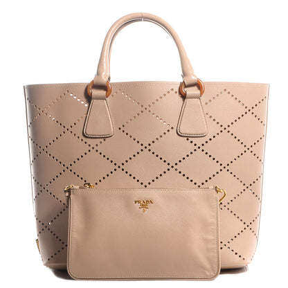 Prada Saffiano Perforated Tote Sabbia 6 of 11