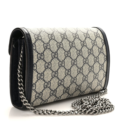 Gucci GG Supreme Monogram Textured Dollar Calfskin Mini Dionysus Chain Wallet Beige Blue 3 of 10