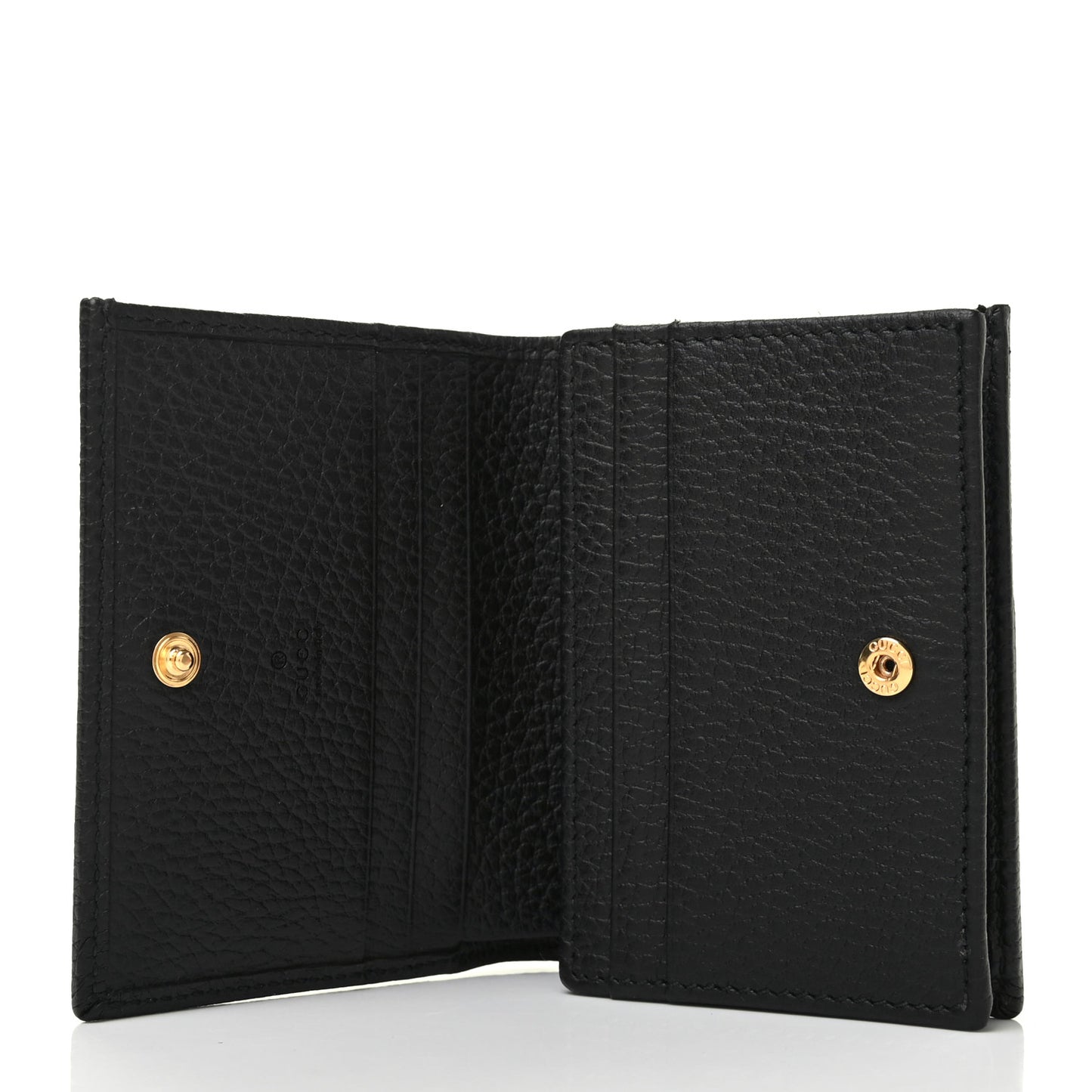 Pebbled Calfskin GG Marmont Card Case Black