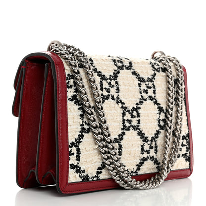 Gucci Tweed GG Monogram Small Dionysus Shoulder Bag White Black Romantic Cherry 2 of 12
