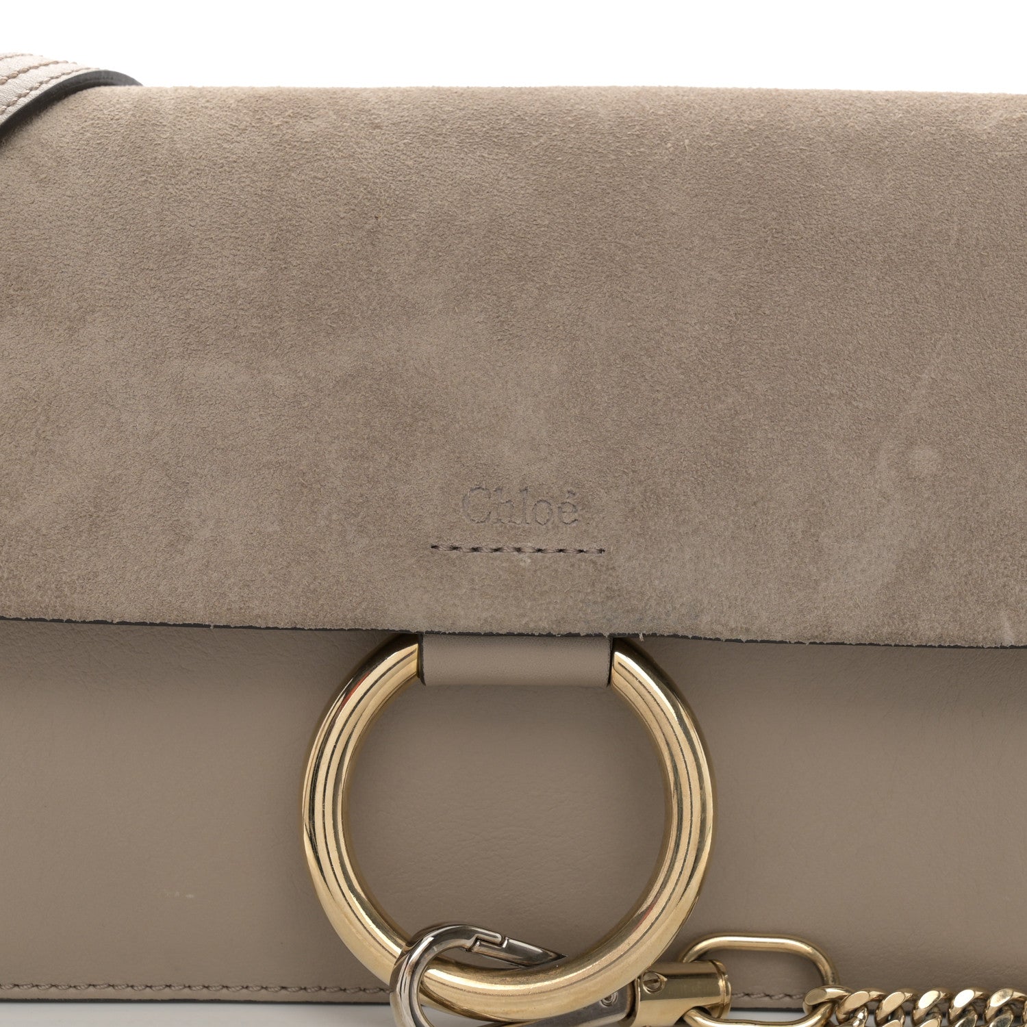 Chloe Suede Calfskin Small Faye Shoulder Bag Motty Grey 7 of 11