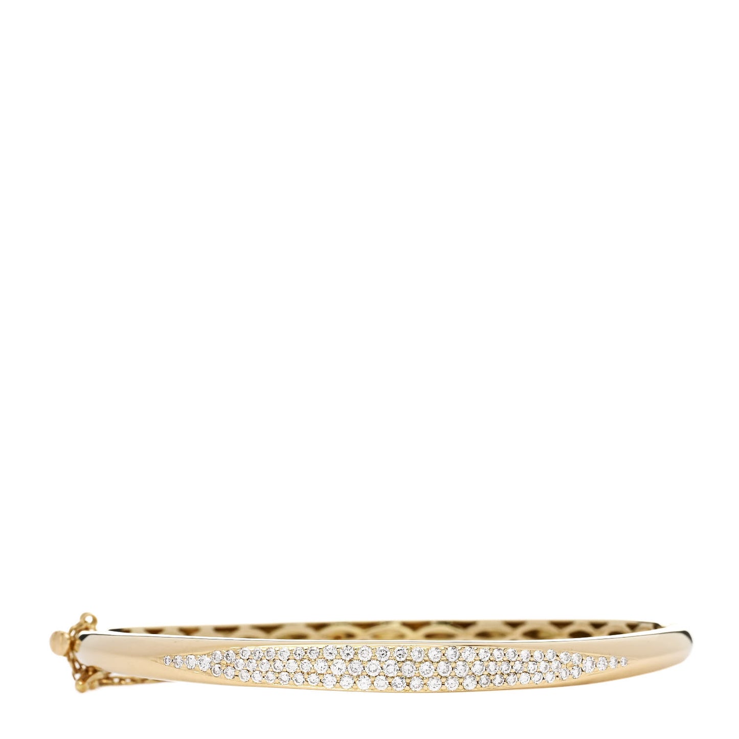 18K Yellow Gold Diamond .97ct Pave Bangle Bracelet M