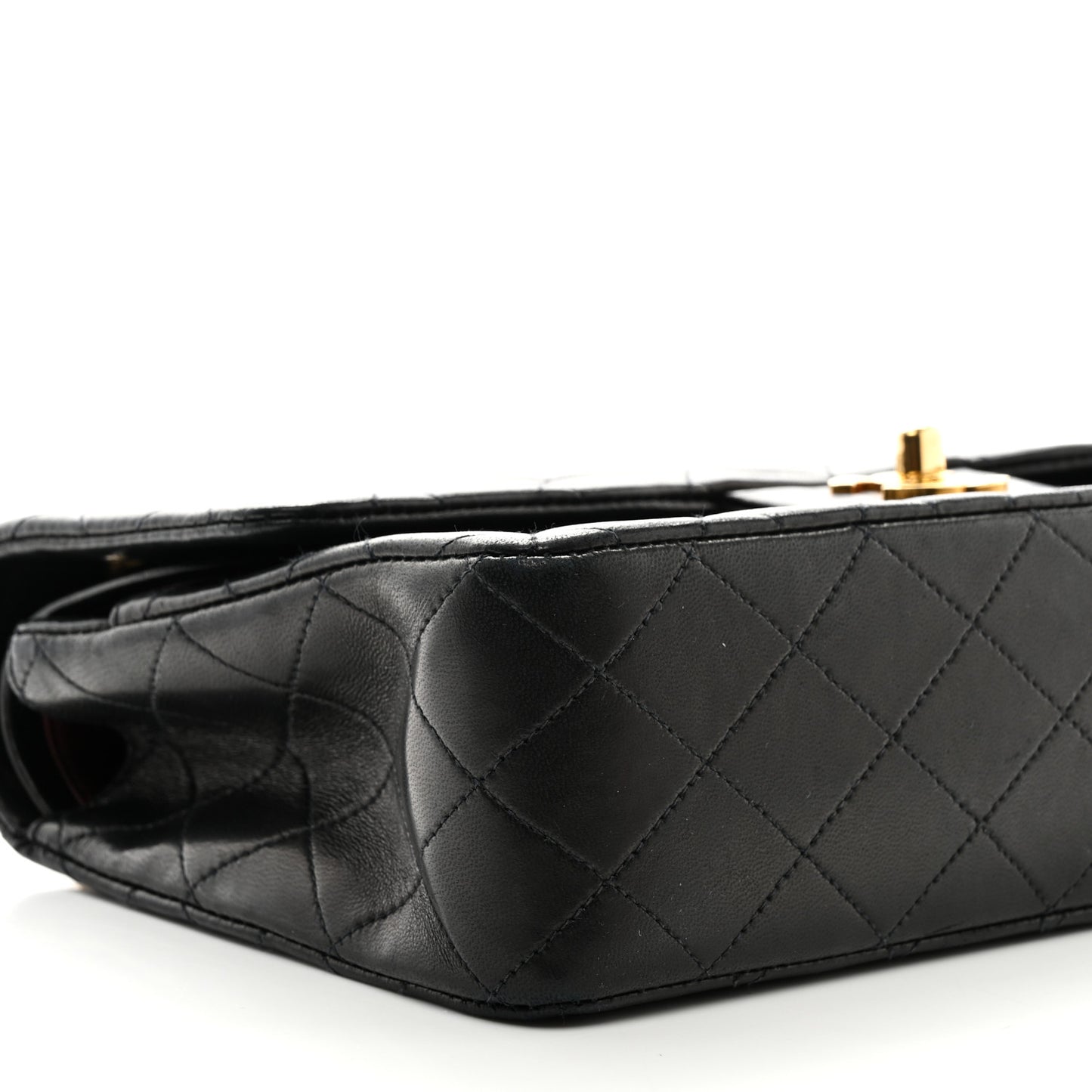 Lambskin Quilted Medium Double Flap Black