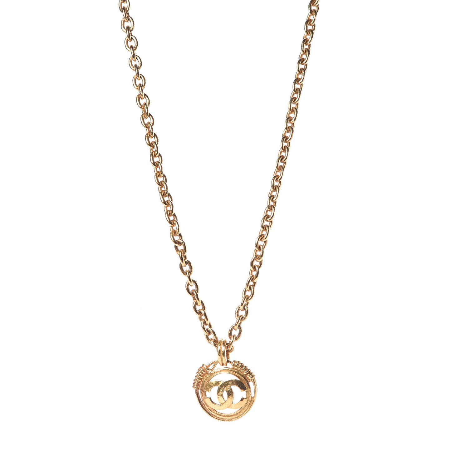 Large CC Long Chain Necklace Gold