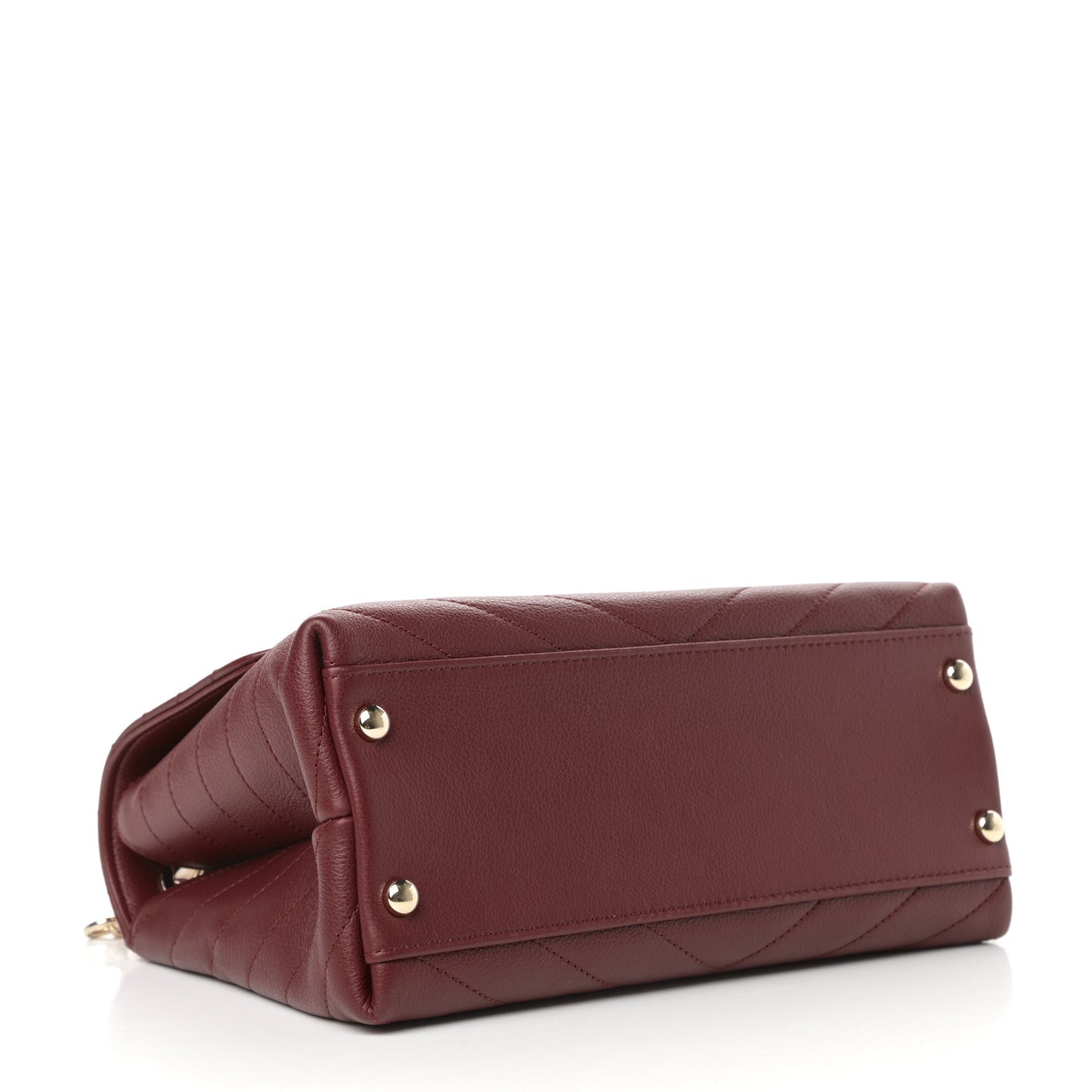 Grained Calfskin Small Chevron Chic Top Handle Flap Red