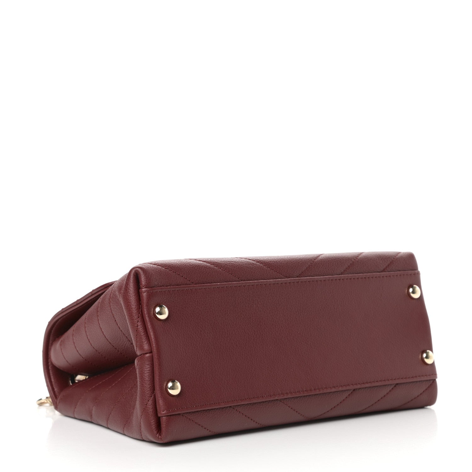 Chanel Grained Calfskin Small Chevron Chic Top Handle Flap Red 4 of 10