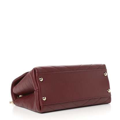 Chanel Grained Calfskin Small Chevron Chic Top Handle Flap Red 4 of 10