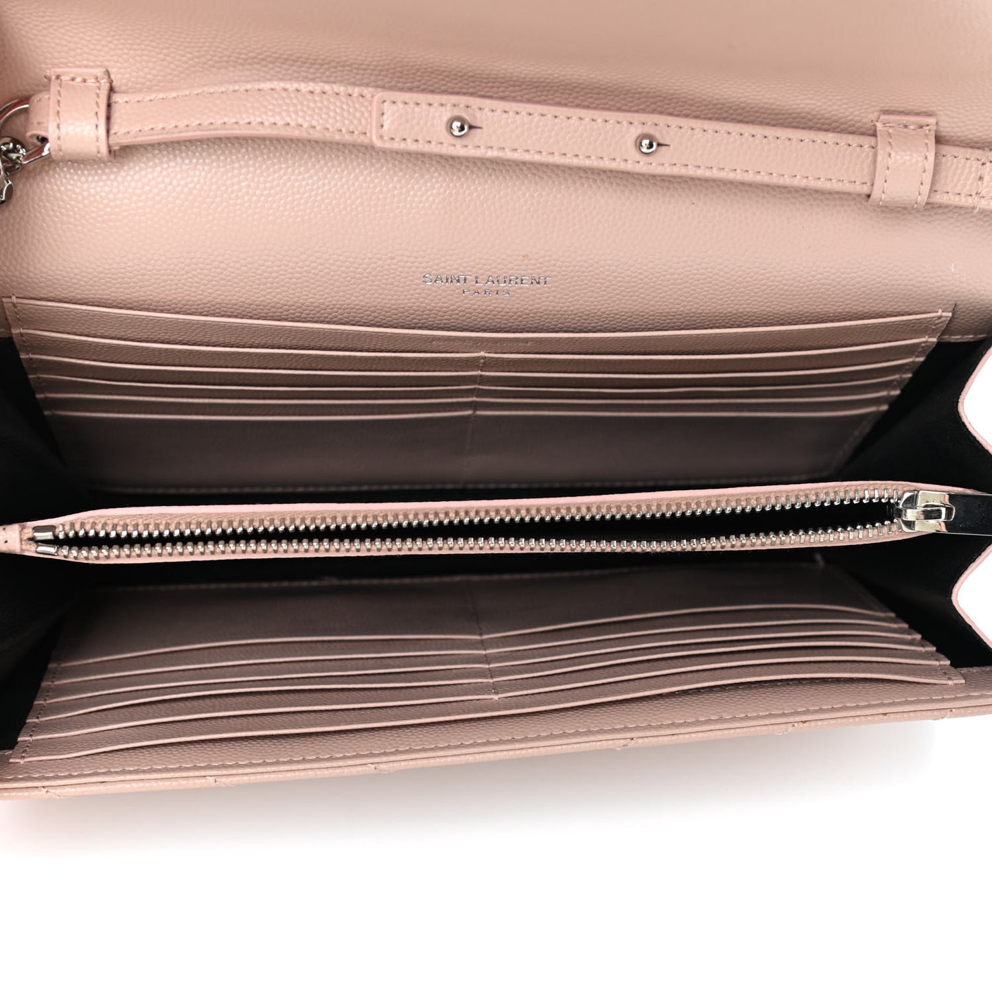 Grain De Poudre Matelasse Chevron Monogram Chain Wallet Pale Pink