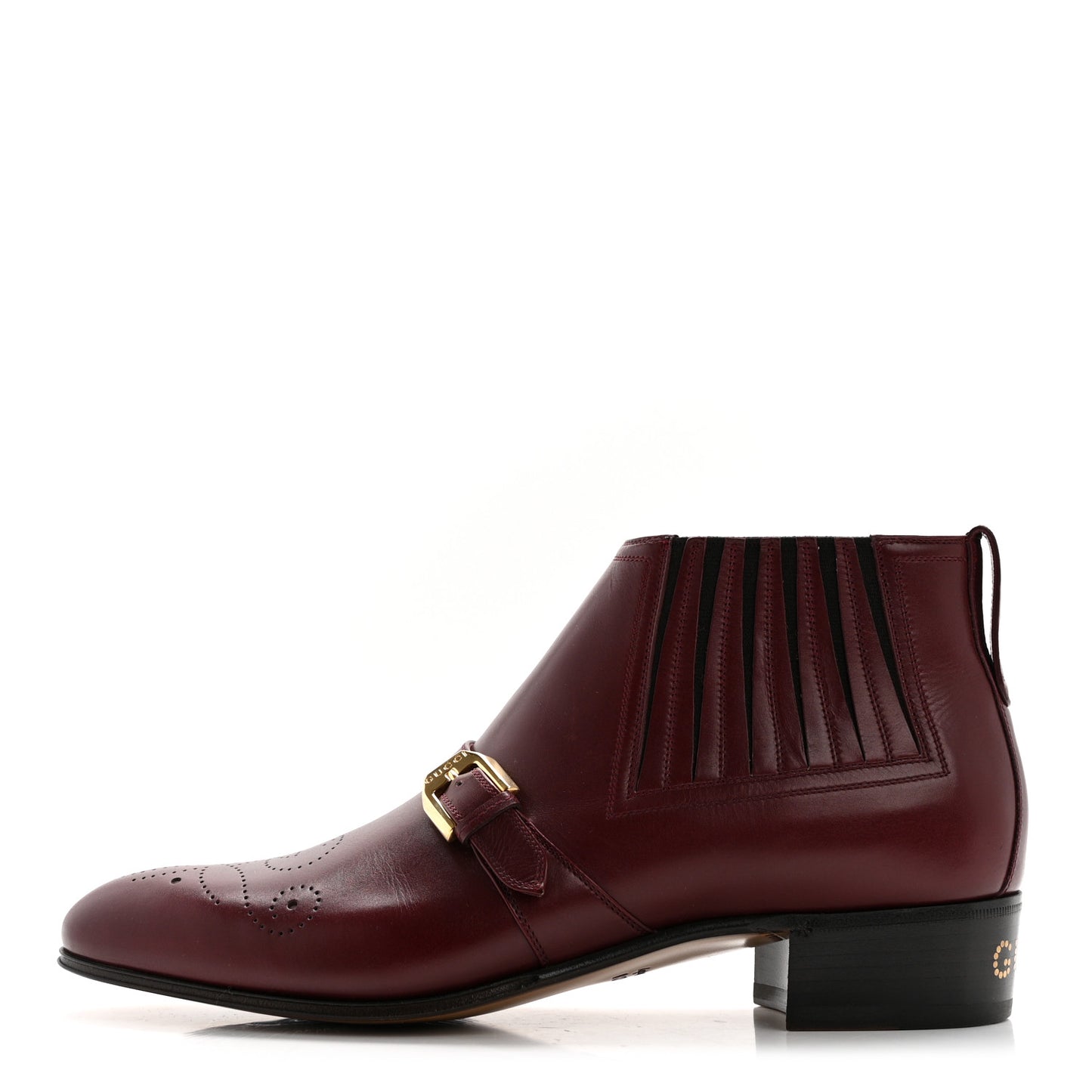 New Waxed Calfskin Mens G Medallion Toe Ankle Boots 8.5 Red Bordeaux