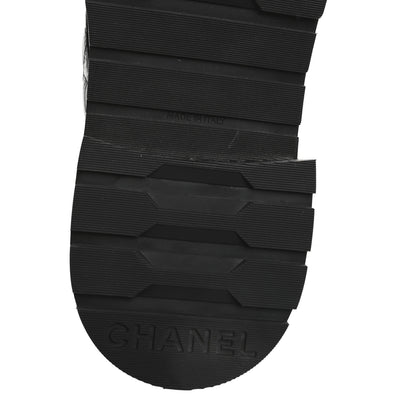 Chanel Shiny Goatskin Calfskin Quilted Lace Up Combat Boots 39 Black 7 of 9