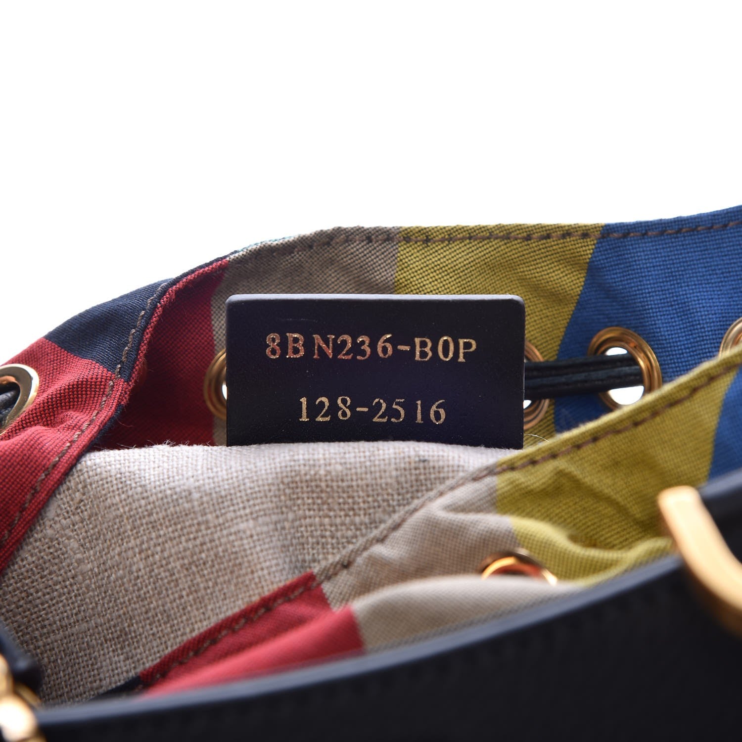 Fendi Calfskin Studded Small Drawstring Satchel Black Multicolor 6 of 10