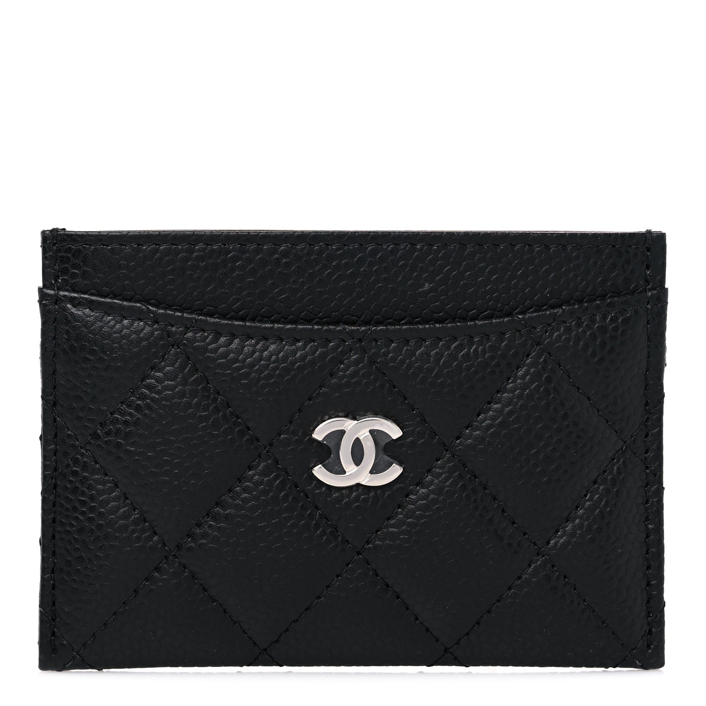 Caviar Quilted Card Holder Black