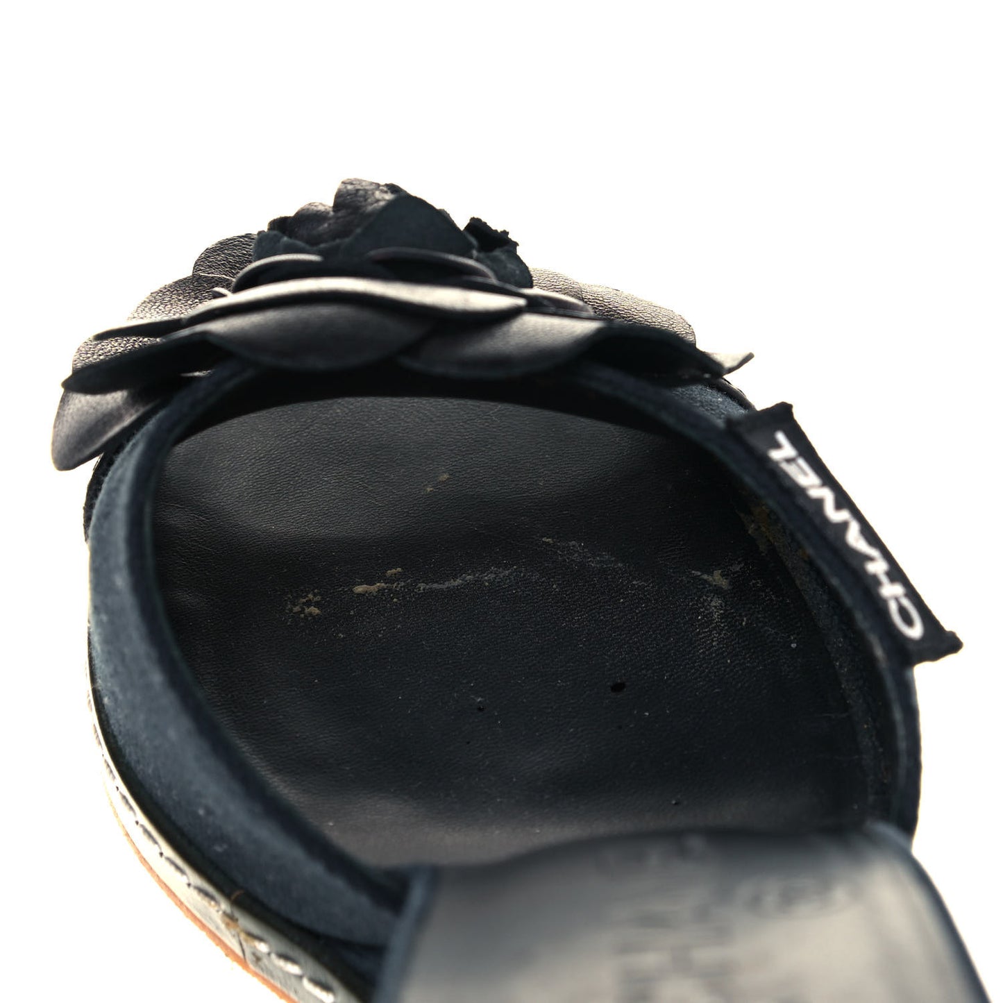Canvas Camellia Wedge Sandals 38.5 Navy