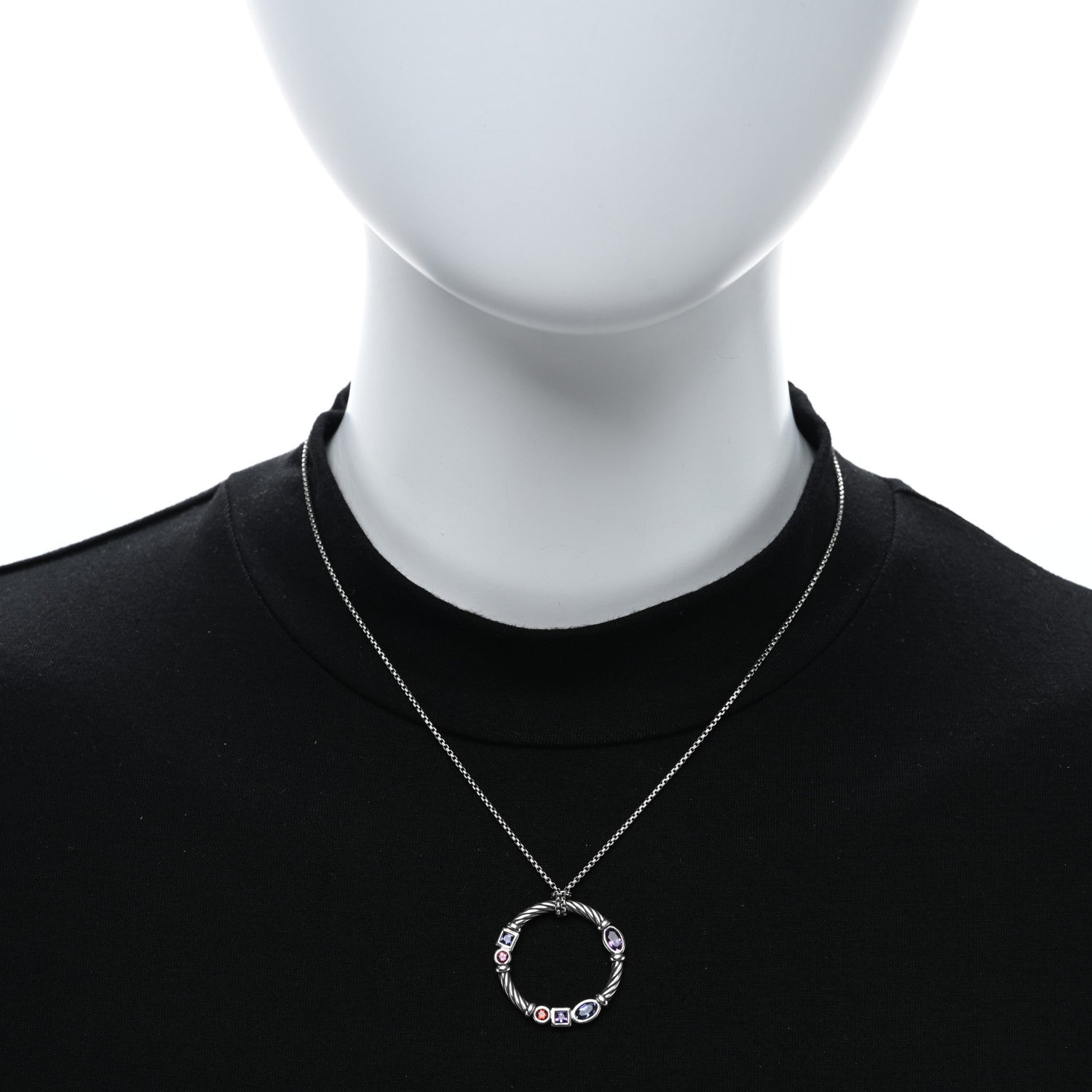 David Yurman Sterling Silver Multi Gemstone Confetti Pendant Necklace 2 of 4