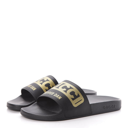 Gucci X DAPPER DAN Rubber Womens Slide Sandals 38 Black 3 of 9