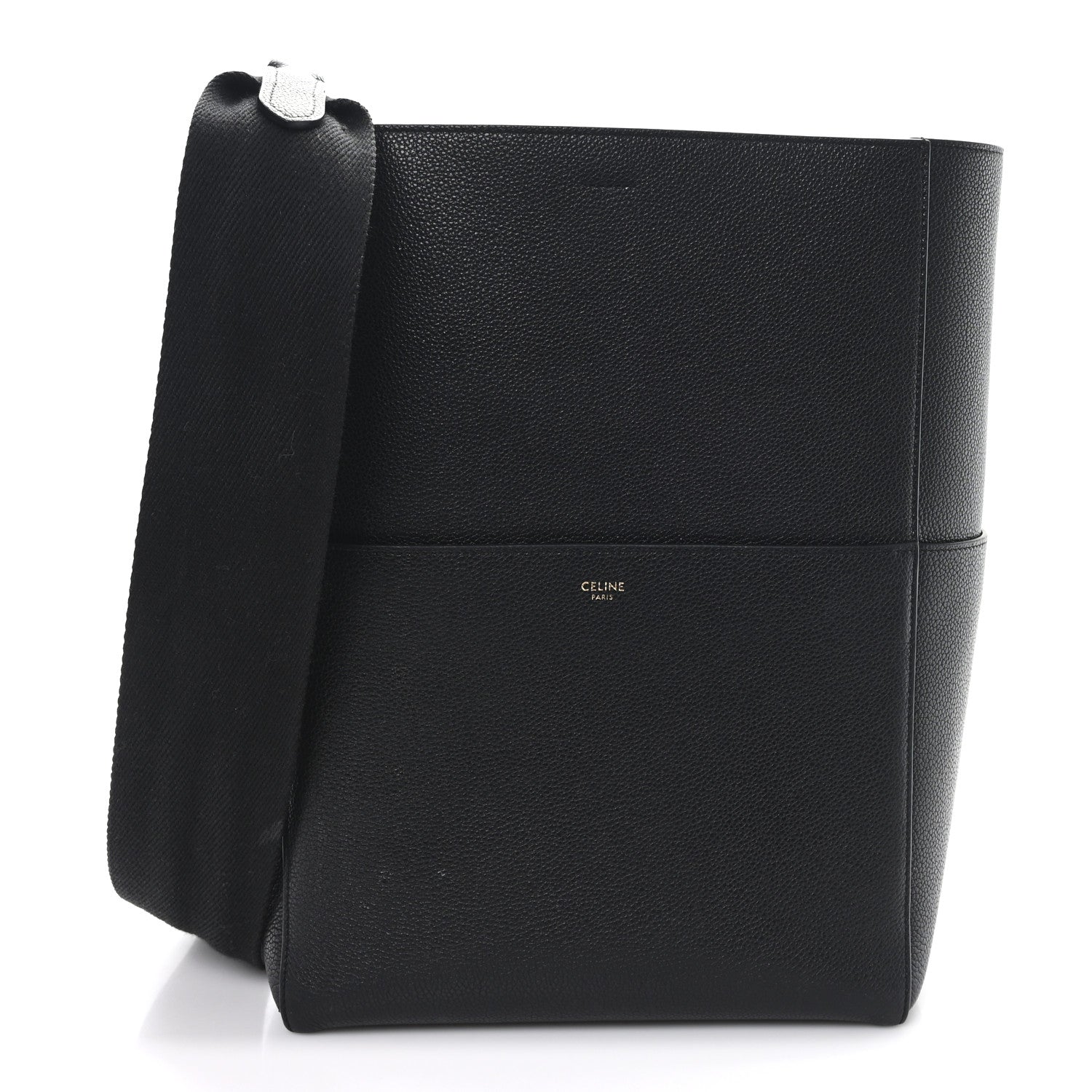 Celine Soft Grained Calfskin Sangle Bucket Bag Black 1 of 10