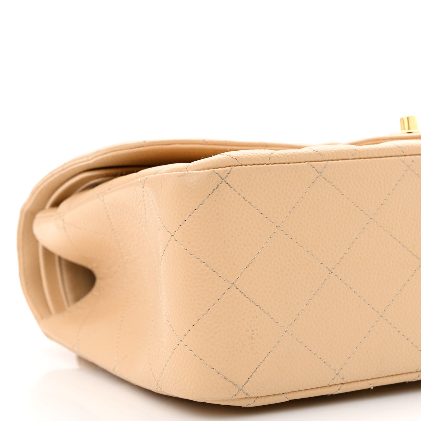 Caviar Quilted Jumbo Double Flap Beige