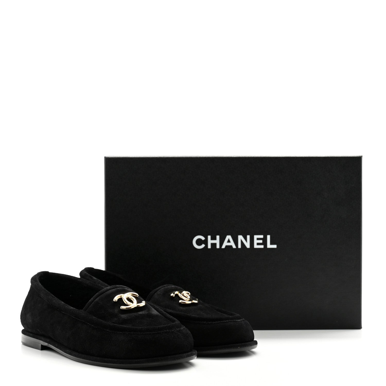 Chanel Suede Calfskin CC Loafers 36 Black 9 of 9