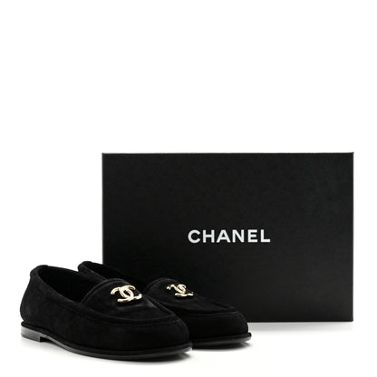 Chanel Suede Calfskin CC Loafers 36 Black 9 of 9