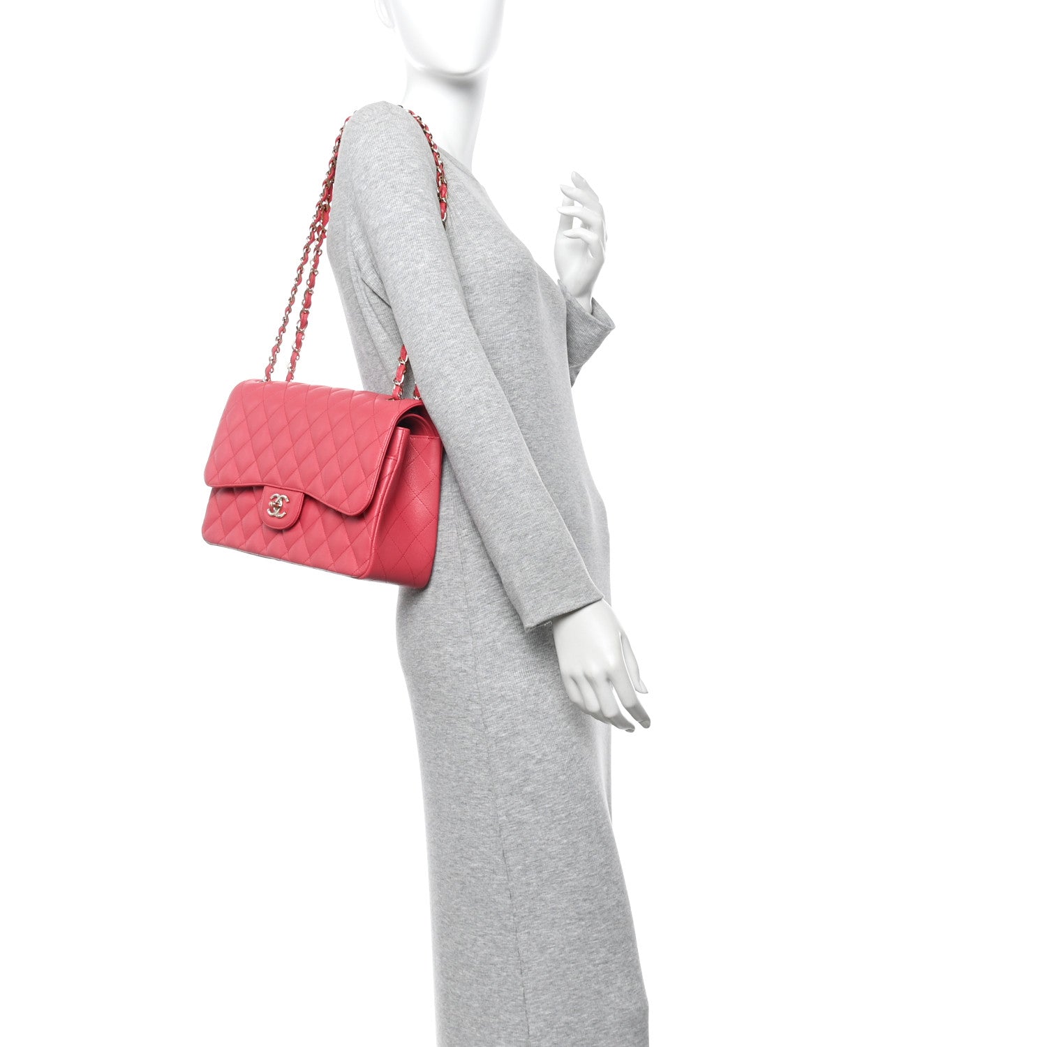 Chanel Caviar Quilted Jumbo Double Flap Dark Pink 2 of 10