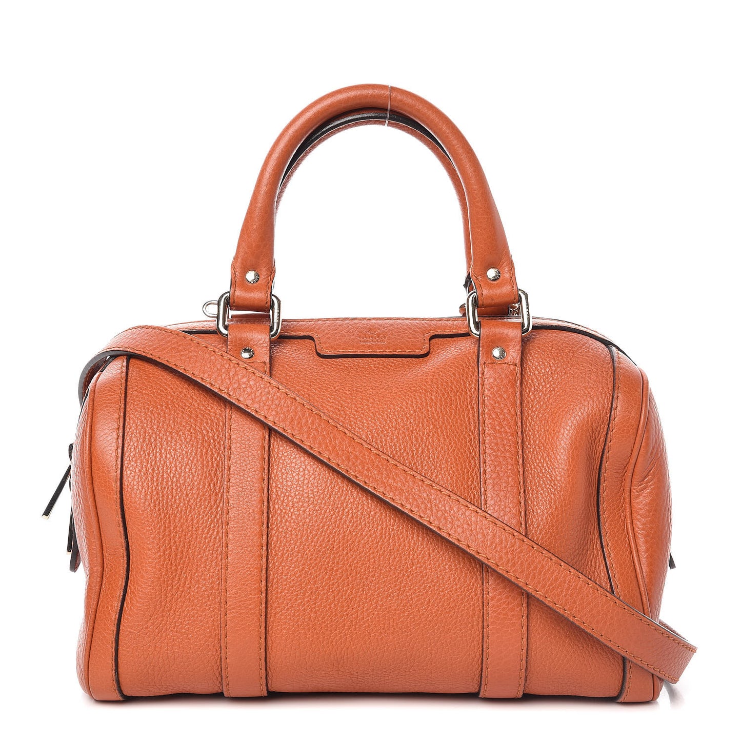 Pebbled Calfskin Small Boston Orange