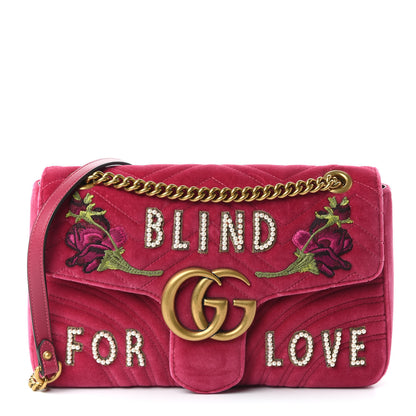 Gucci Velvet Matelasse Blind for Love Embroidered Medium GG Marmont Shoulder Bag Light Raspberry Rose Multicolor 1 of 10