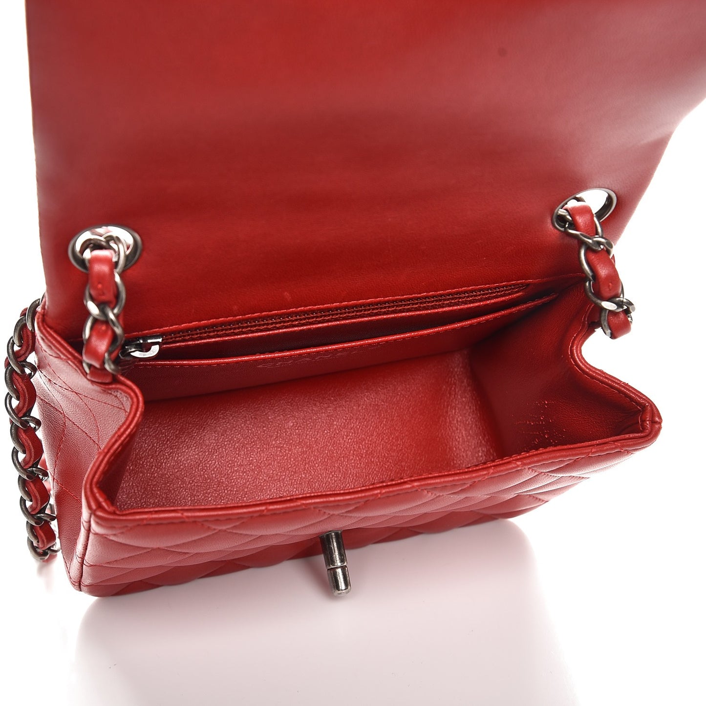Lambskin Quilted Mini Square Flap Red