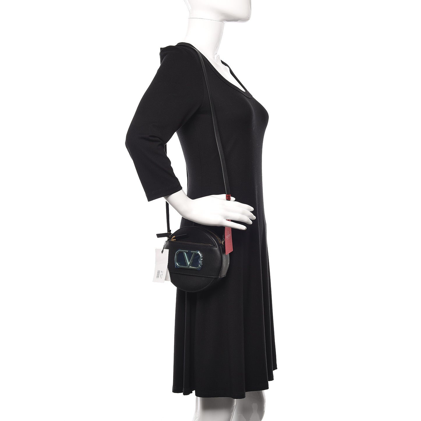Calfskin VLogo Round Crossbody Bag Black