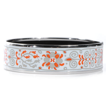 Hermes Enamel Printed Petits Chevaux de Hongrie Wide Bracelet 70 Potiron 4 of 6