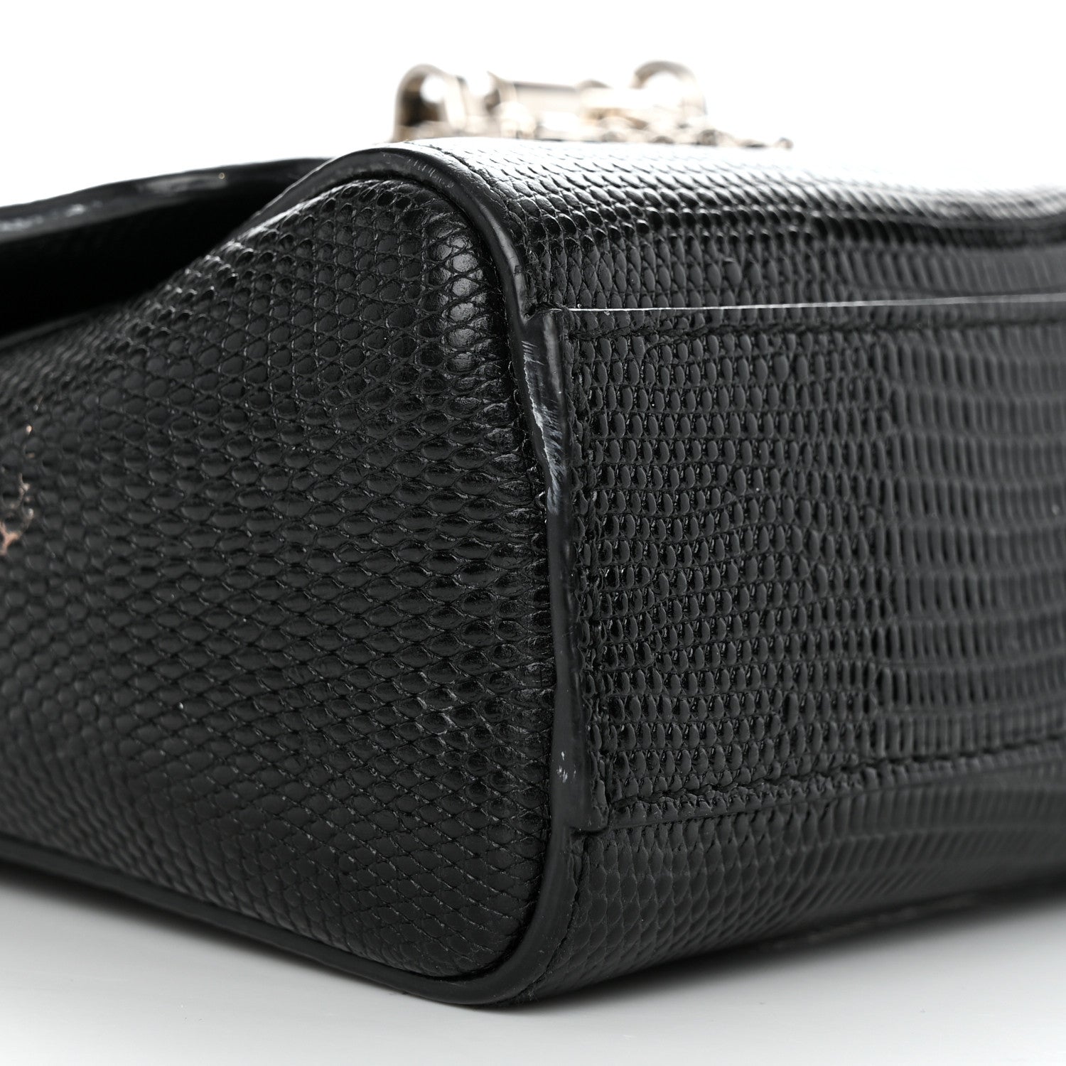 Dolce & Gabbana Lizard Calfskin Embossed Small Monica Top Handle Bag Black 9 of 11