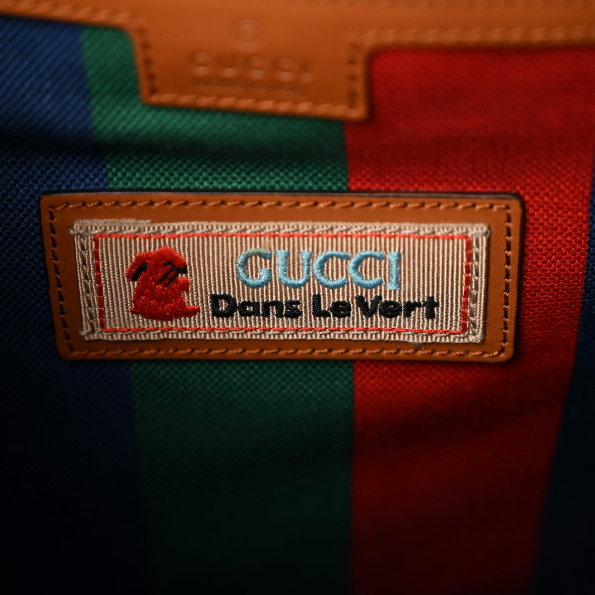X DANS LE VERT GG Supreme Monogram Cuoio Web Large Retro Interlocking Tote Beige Rosso Ebony Harness Brown