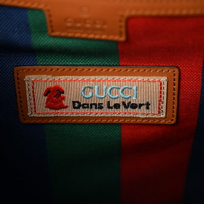 Gucci X DANS LE VERT GG Supreme Monogram Cuoio Web Large Retro Interlocking Tote Beige Rosso Ebony Harness Brown 6 of 11