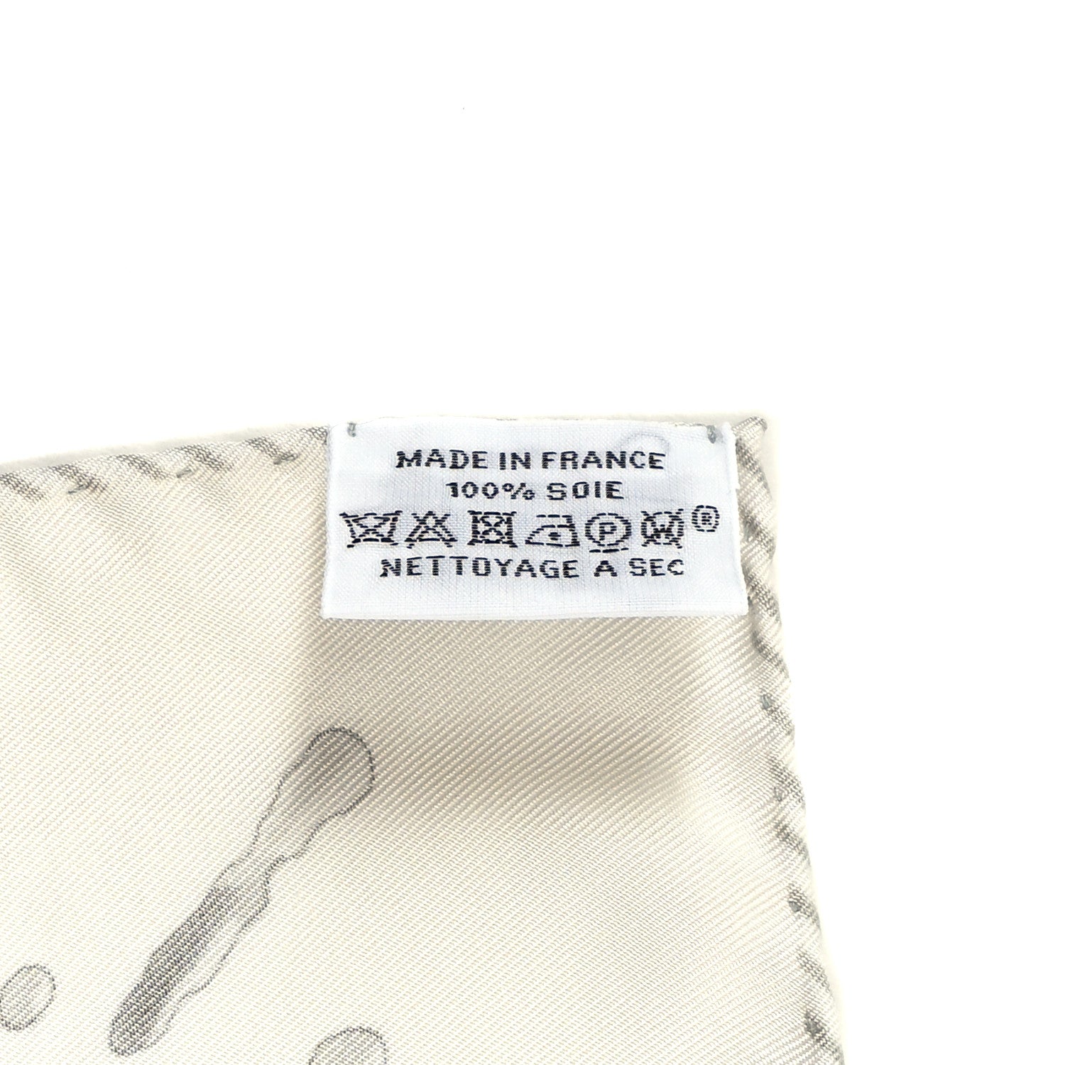 Hermes Silk Peinture Fraiche Pocket Square White Gris Perle 3 of 3