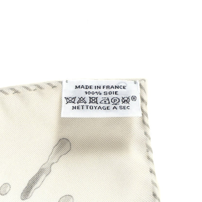 Hermes Silk Peinture Fraiche Pocket Square White Gris Perle 3 of 3