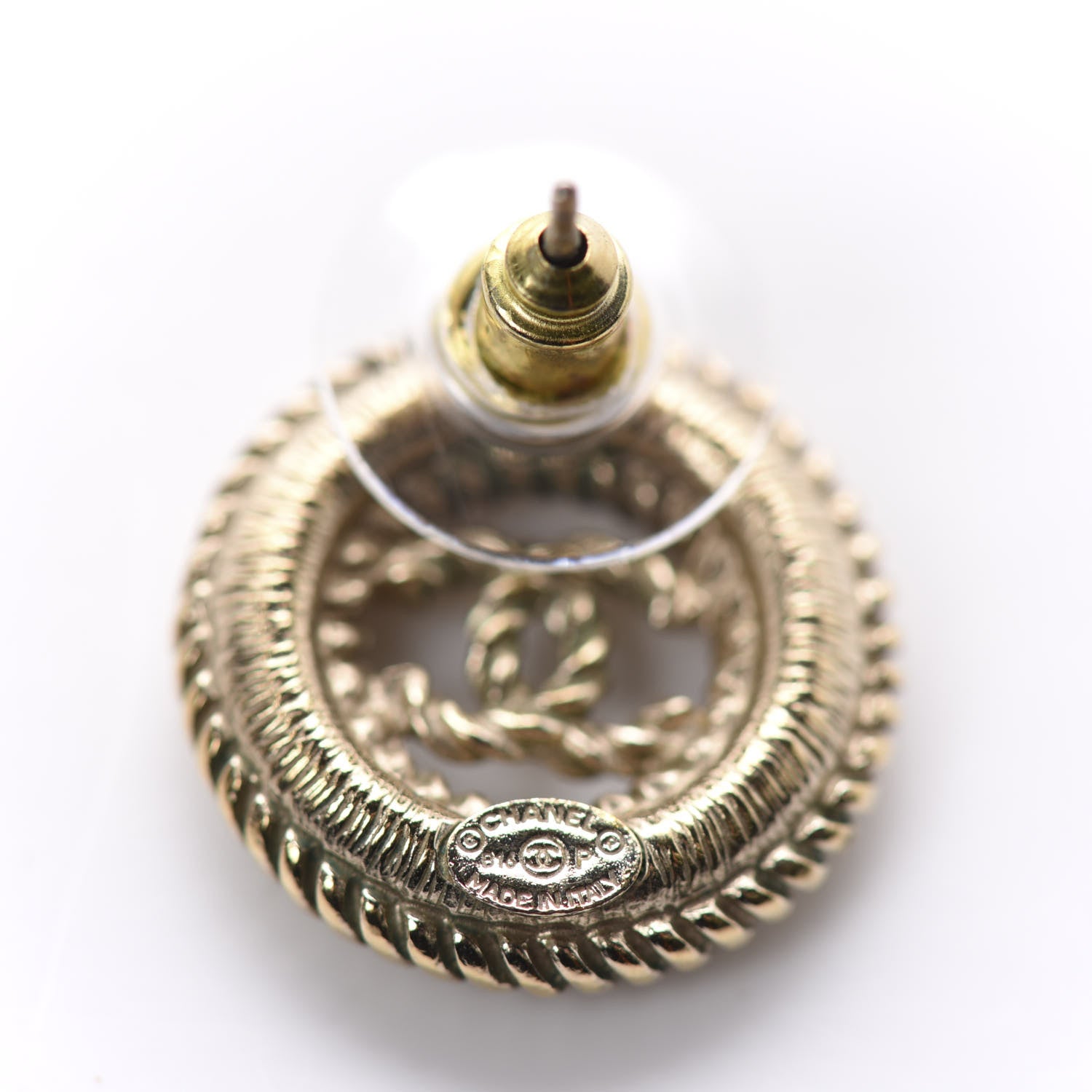 Chanel Twisted CC Round Earrings Gold 4 of 5